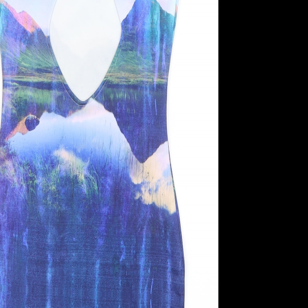 H&M Womens Blue Geometric  Tank Dress  Size 8