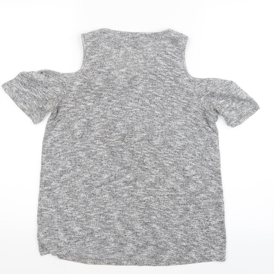 New Look Womens Grey   Basic T-Shirt Size 8  - Open Shoulders