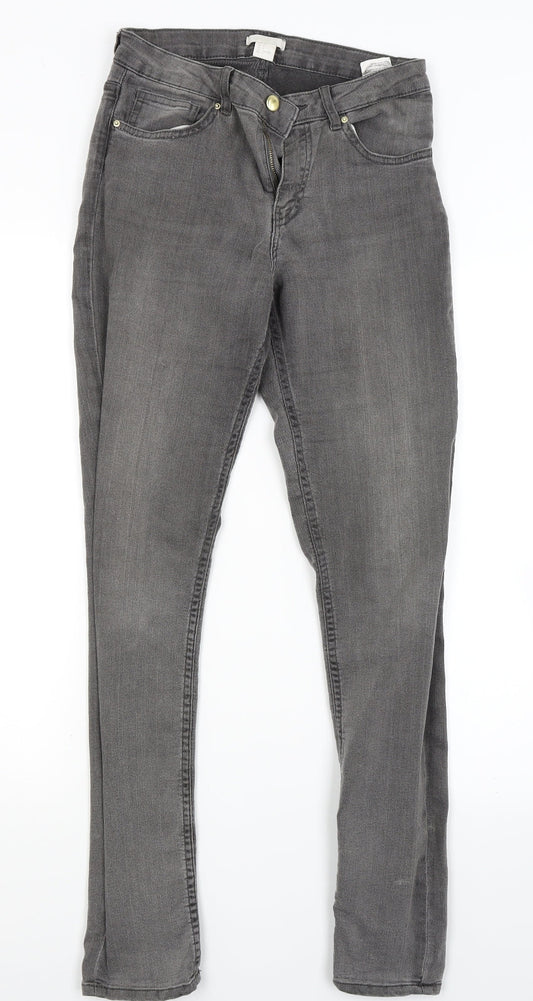 H&M Womens Grey  Denim Skinny Jeans Size 8 L27 in