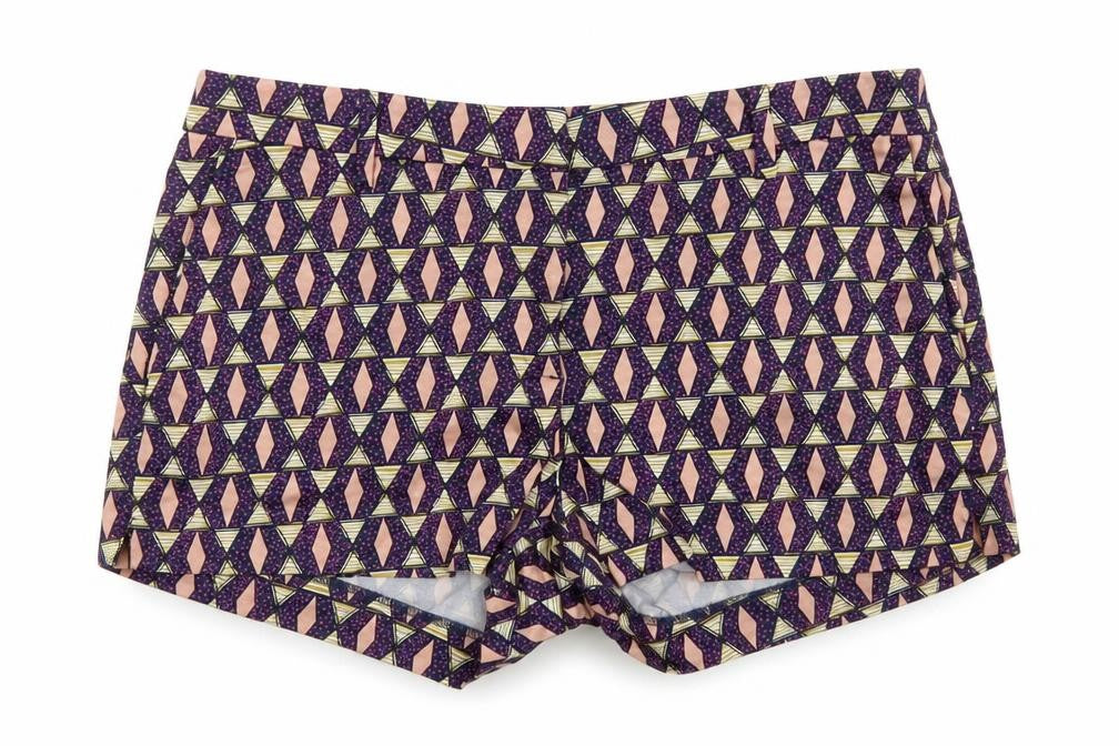 H&M Womens Blue Geometric  Hot Pants Shorts Size 38