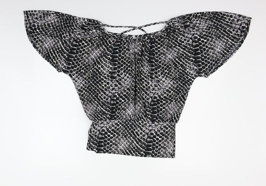 Red Herring Womens Black Geometric  Basic Blouse Size 10