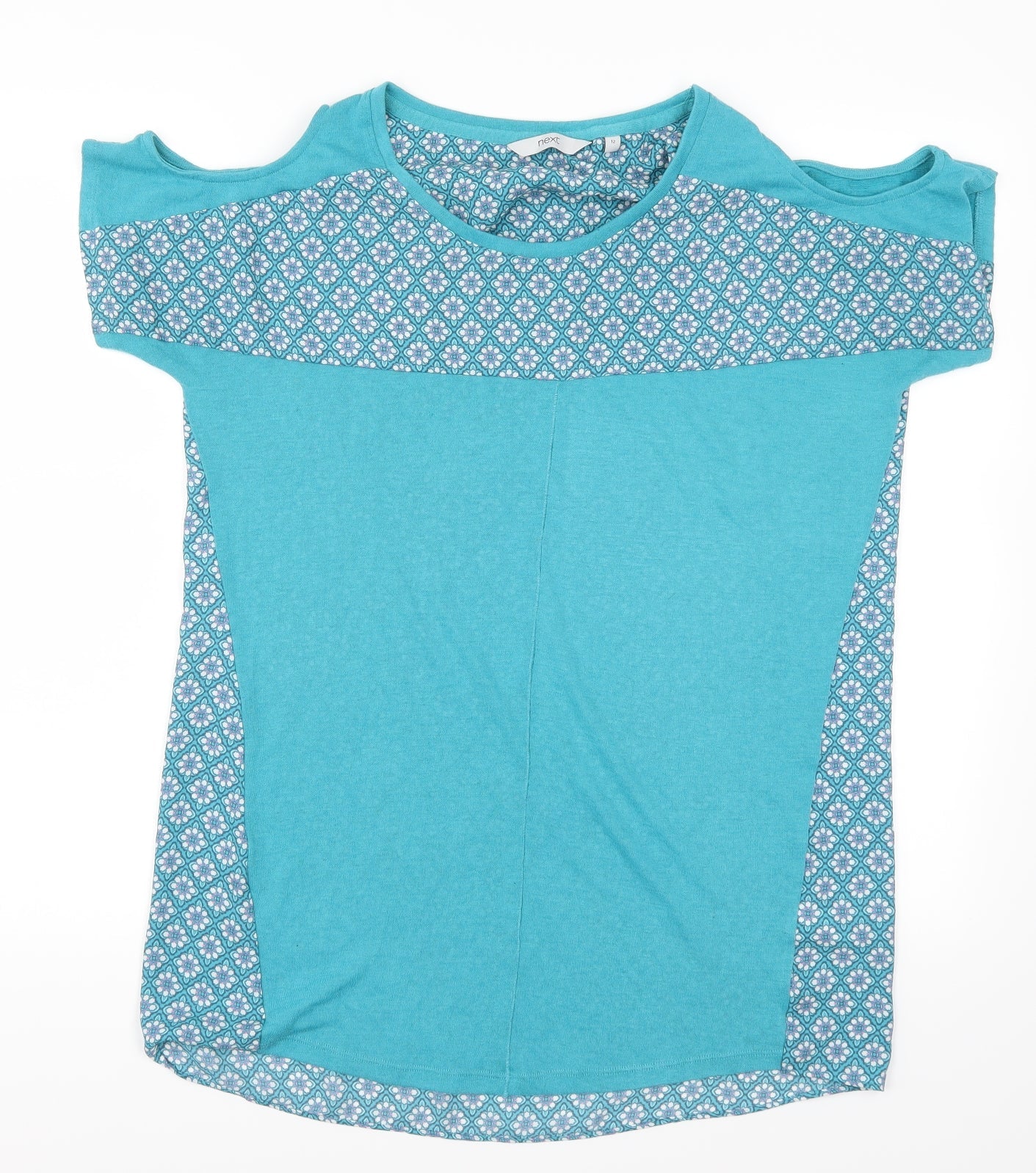 NEXT Womens Blue Geometric  Basic T-Shirt Size 12