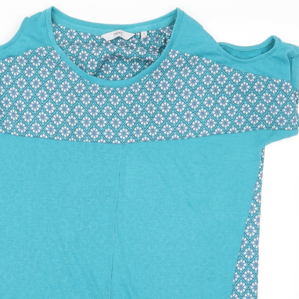 NEXT Womens Blue Geometric  Basic T-Shirt Size 12