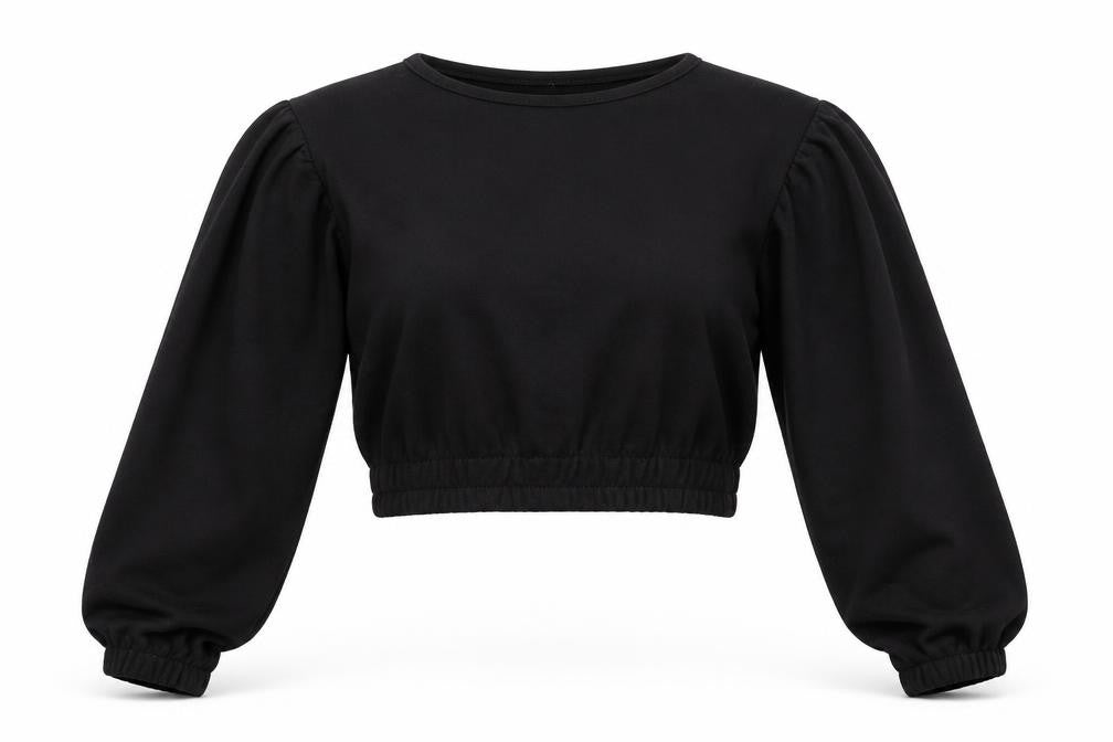 Womens Black   Pullover Sweatshirt Size 8  - Cropped