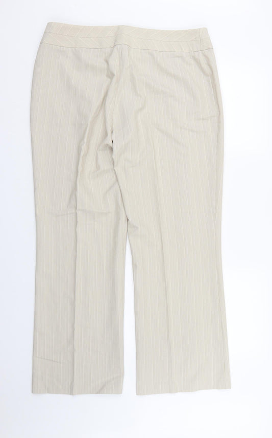NEXT Womens Beige Striped Rayon Dress Pants Trousers Size 16 L29 in