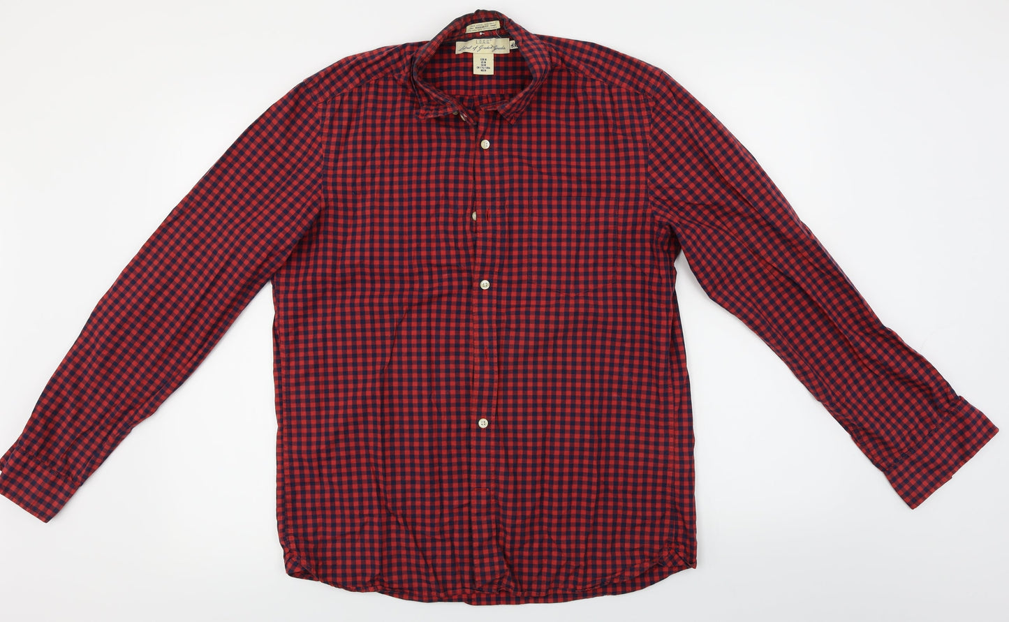 H&M  Mens Red Check   Button-Up Size M