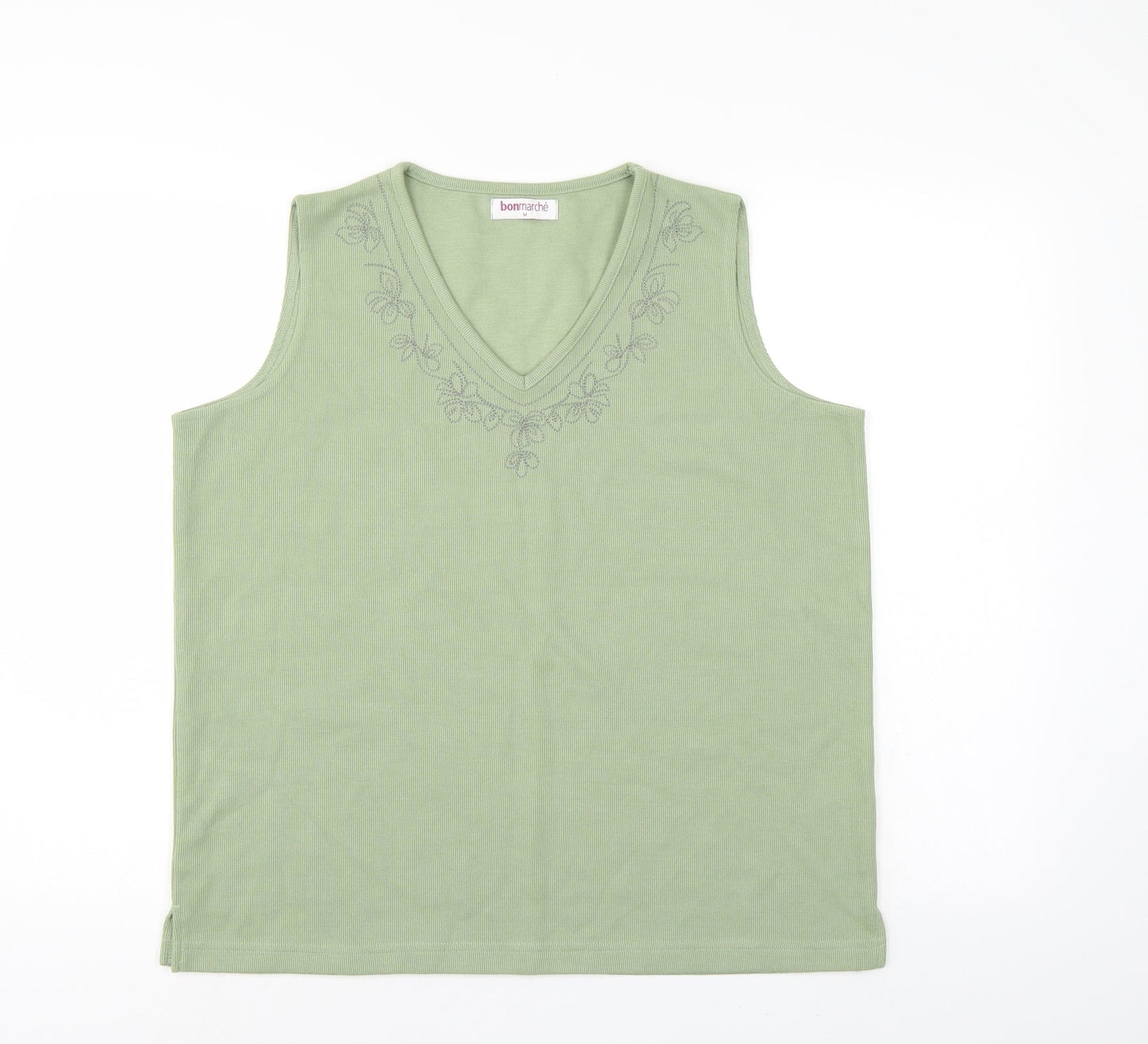Bonmarché Womens Green Floral  Basic T-Shirt Size M