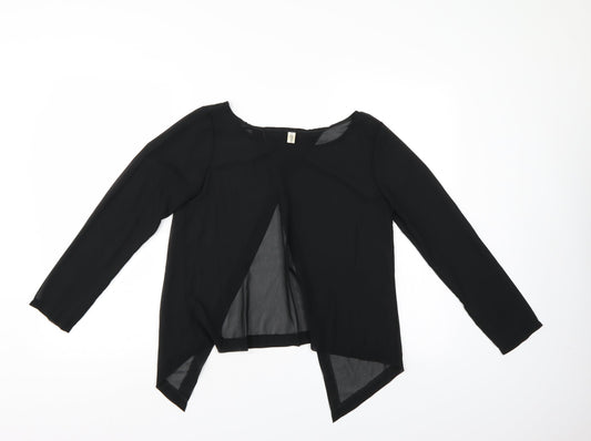 Preworn Womens Black   Wrap Blouse Size M