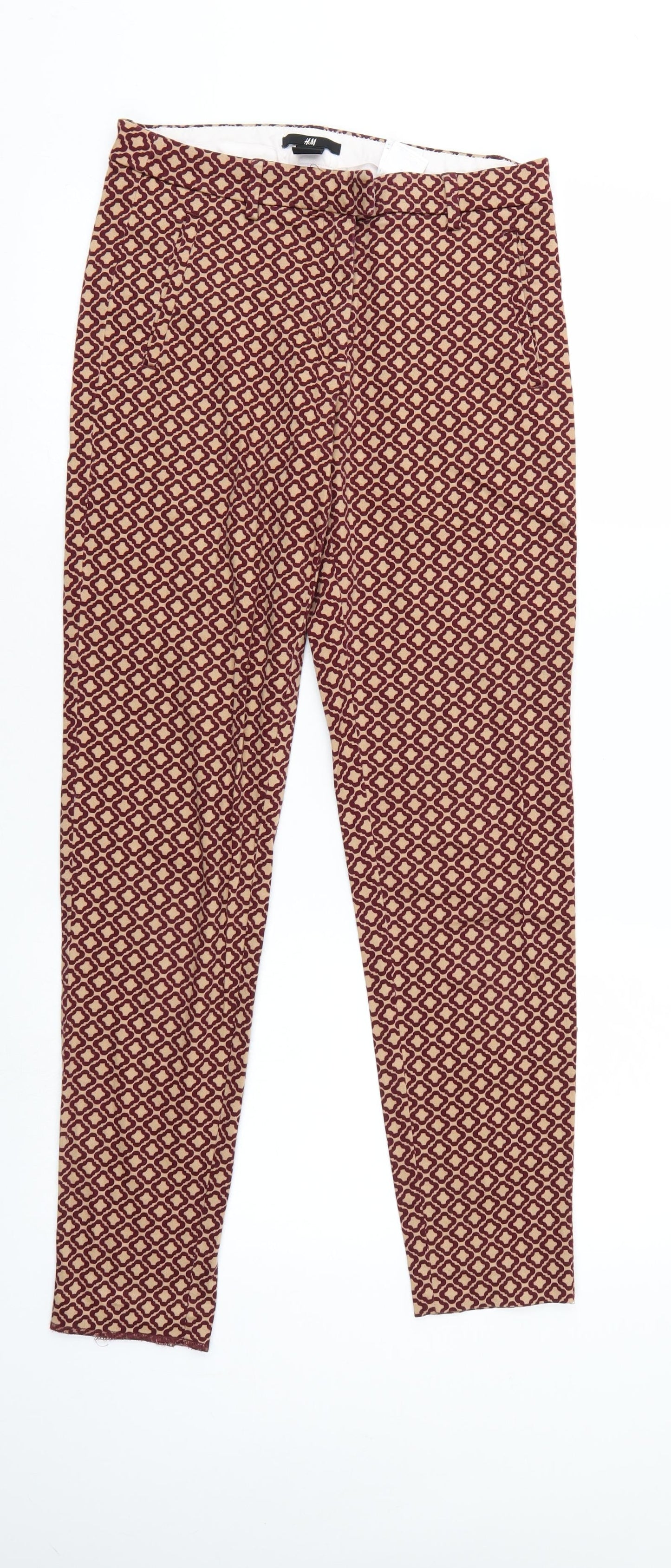 H&M Womens Multicoloured Geometric  Trousers  Size 6 L28 in