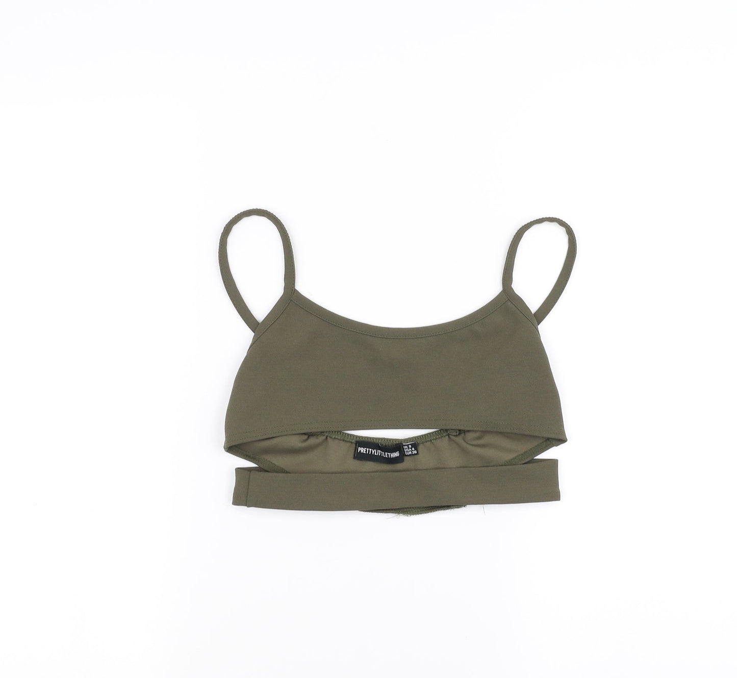 PRETTYLITTLETHING Womens Green   Cropped T-Shirt Size 8
