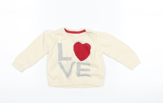 Gap Girls Beige   Pullover Jumper Size 3-6 Months  - love