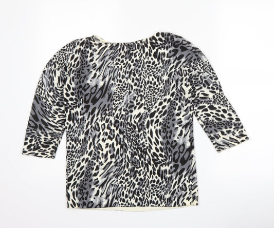BHS Womens Grey Animal Print  Pullover Jumper Size 8