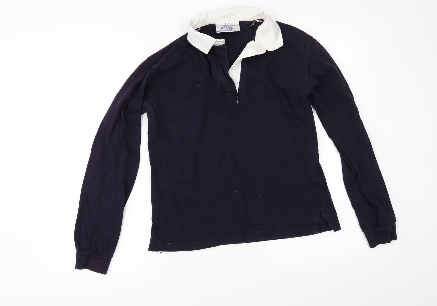 Front Row Womens Blue   Basic Polo Size M  - HORSES FOREVER BOYS WHATEVER