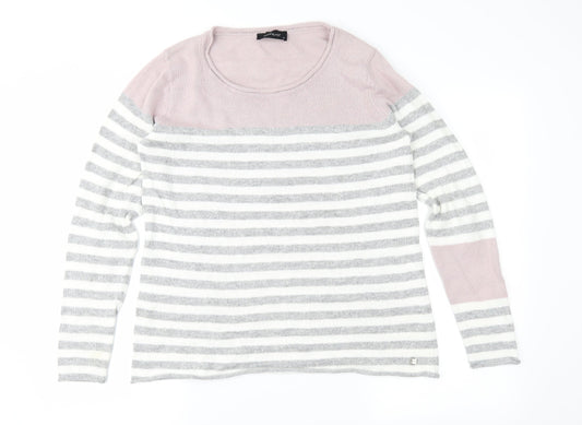 InTown Womens Grey Striped Knit Pullover Jumper Size M