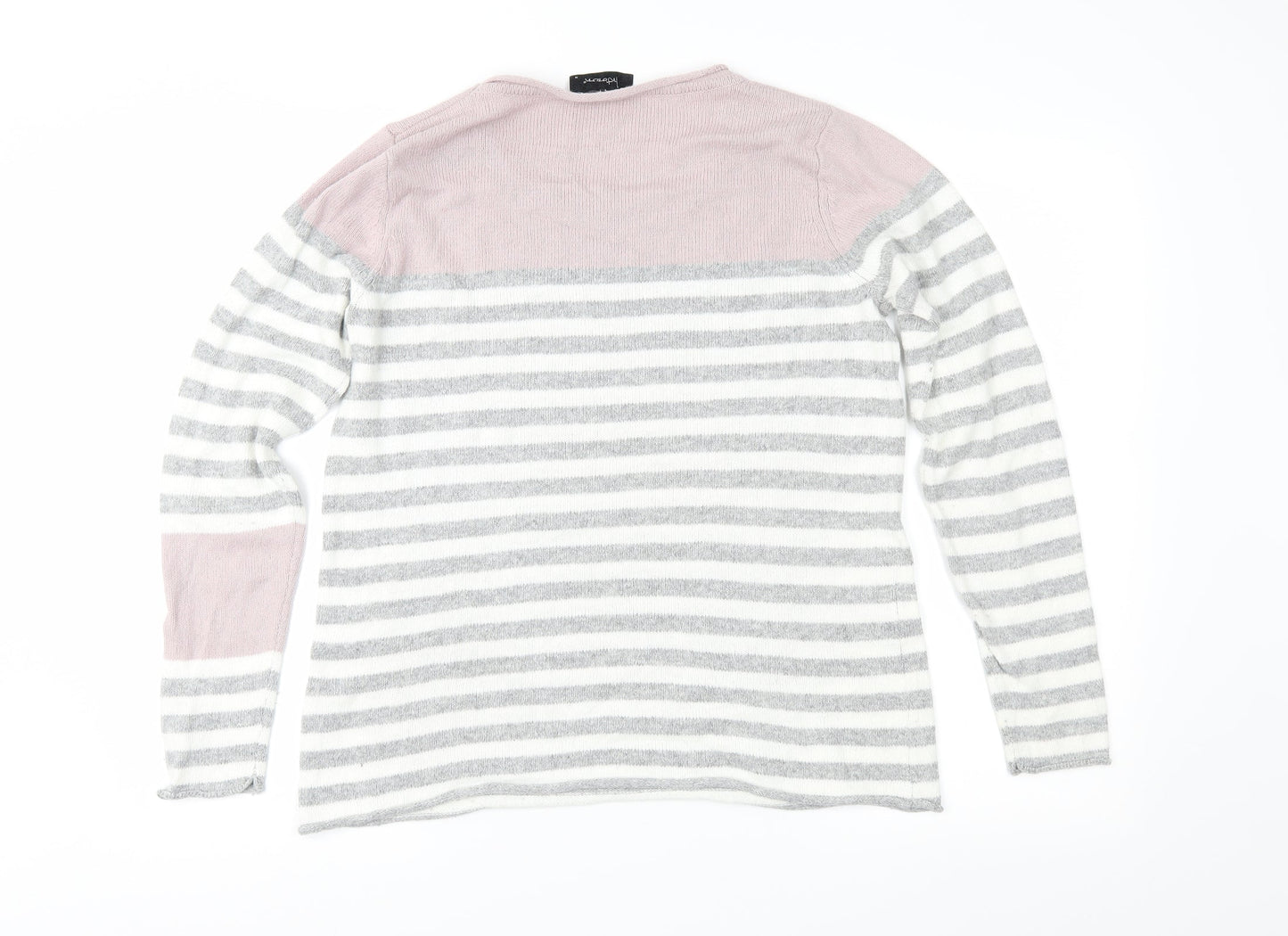 InTown Womens Grey Striped Knit Pullover Jumper Size M