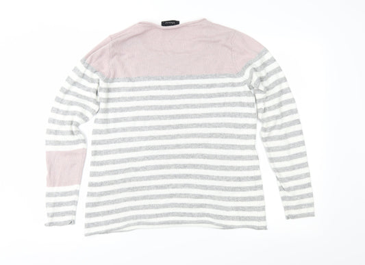 InTown Womens Grey Striped Knit Pullover Jumper Size M