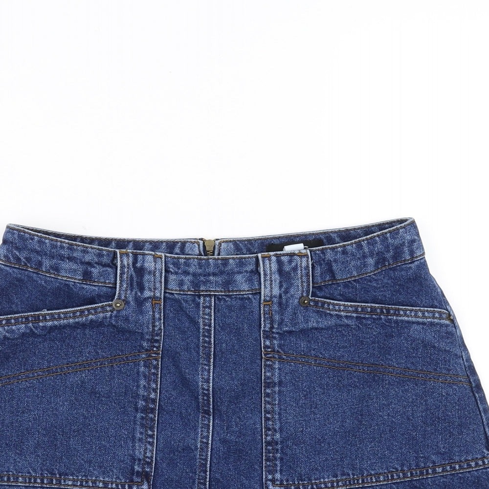 BDG Womens Blue  Denim A-Line Skirt Size M  - distressed hem