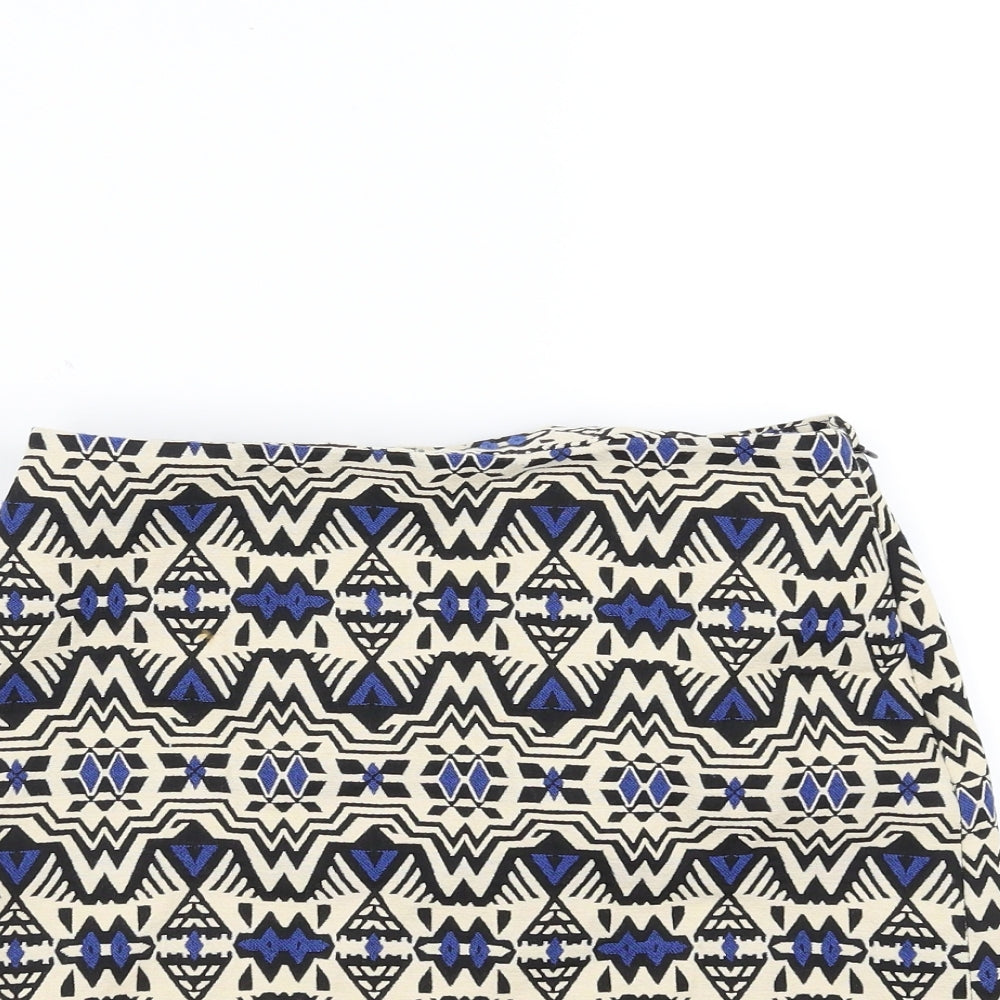 Divided by H&M Womens Beige Geometric  A-Line Skirt Size 8