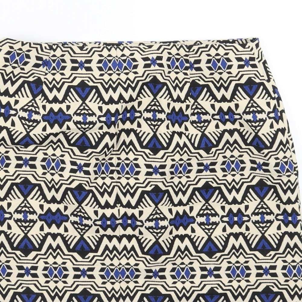 Divided by H&M Womens Beige Geometric  A-Line Skirt Size 8