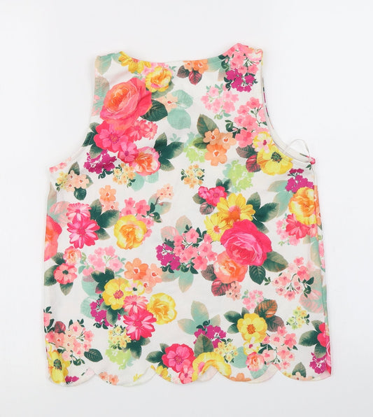Quiz Womens White Floral  Basic Tank Size 6