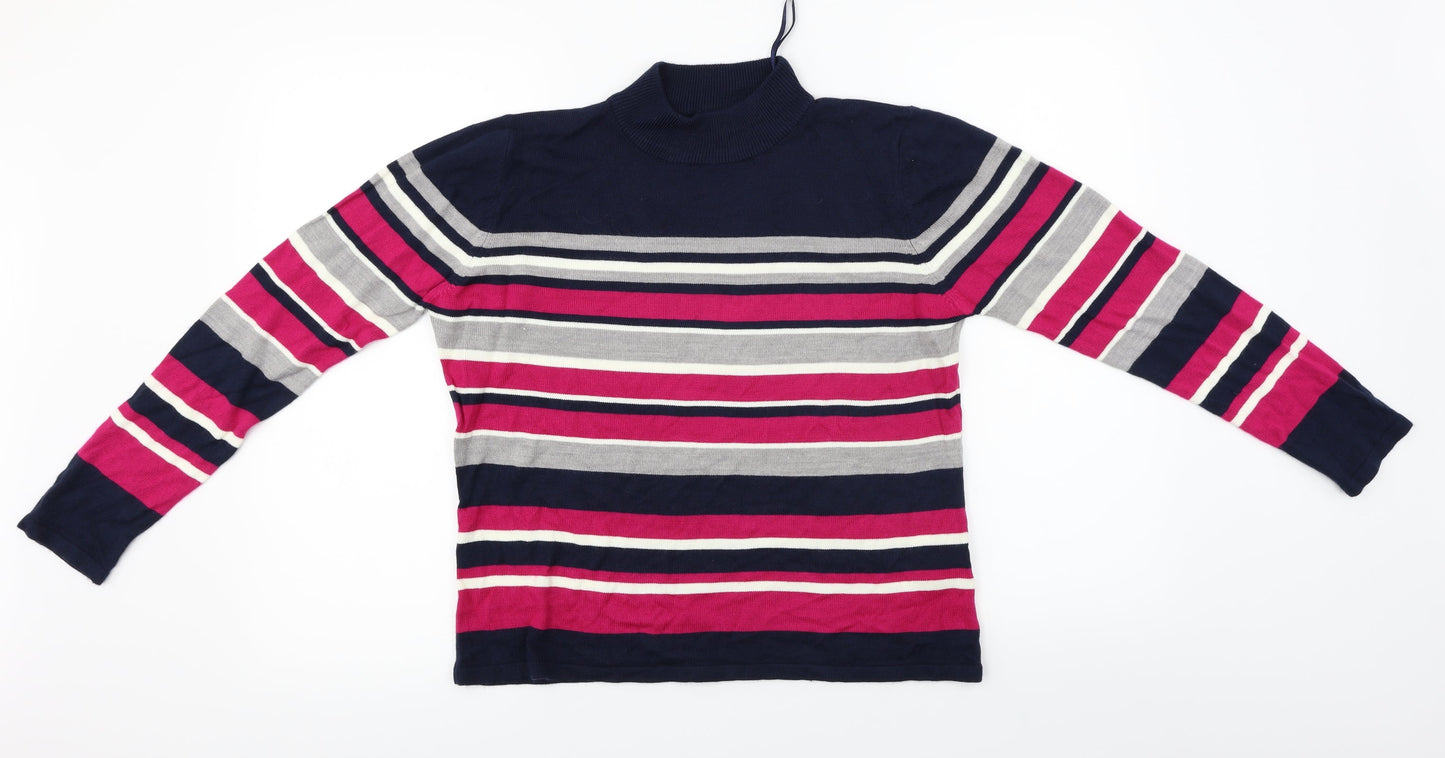 bm collection  Womens Blue Striped  Pullover Jumper Size S