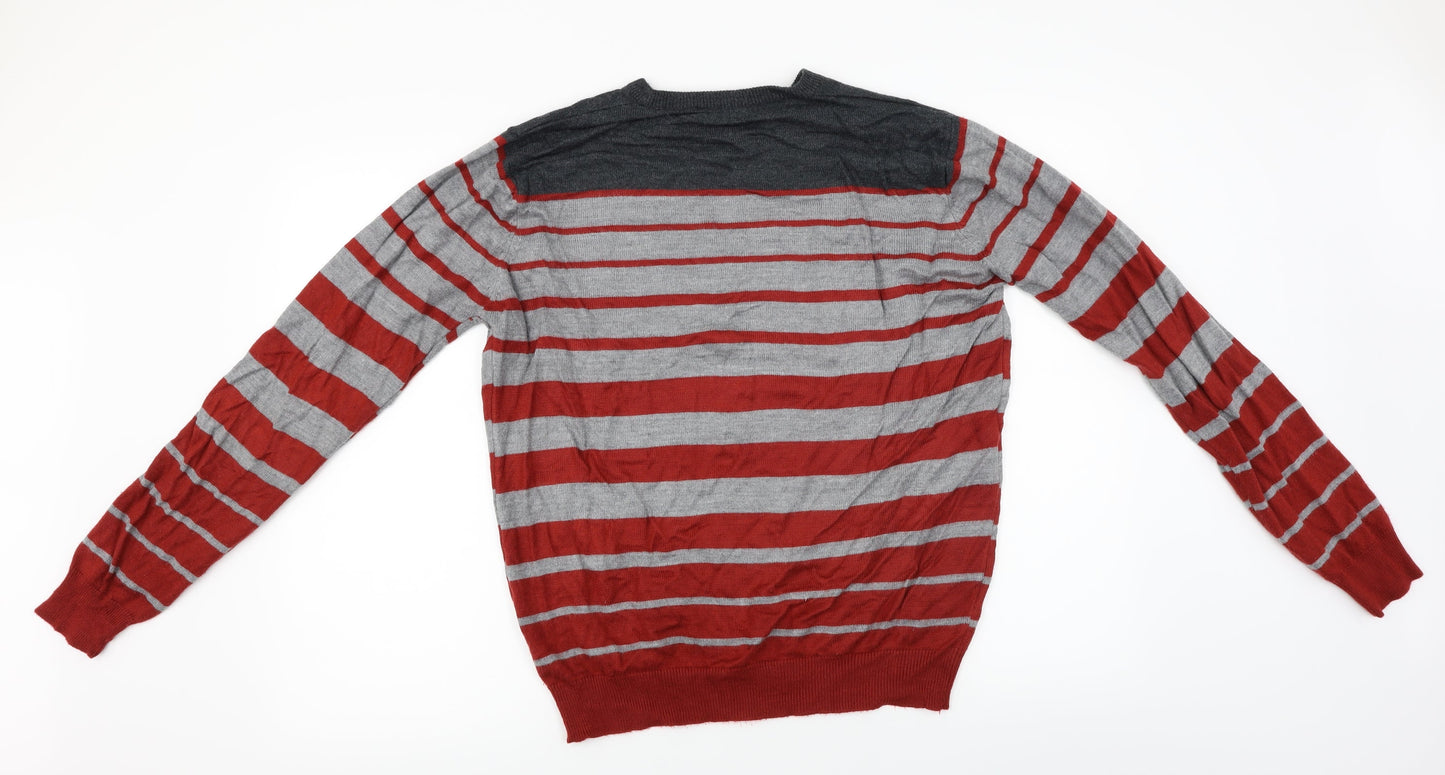 Cedar Wood State  Womens Grey Striped  Pullover Jumper Size M