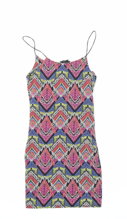New Look Womens Pink Batik  Bodycon  Size 8