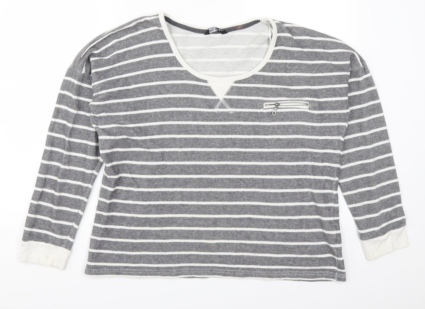 Select Womens Grey Striped  Pullover Sweatshirt Size 18