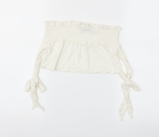 Pretty Little Thing  Womens White   Cropped T-Shirt Size 10