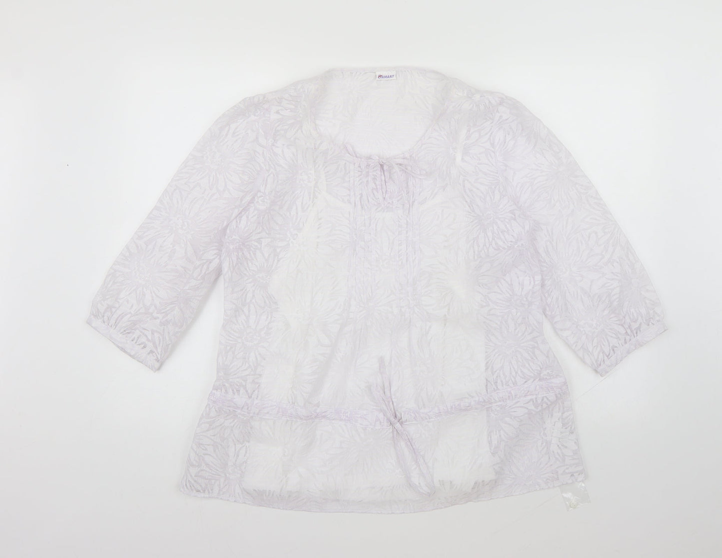 Damart Womens White Floral  Basic Blouse Size 14