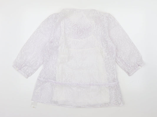 Damart Womens White Floral  Basic Blouse Size 14