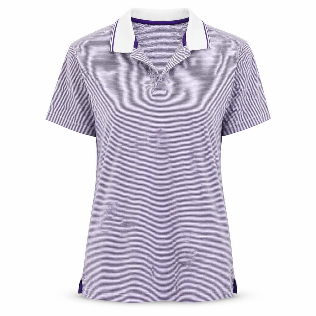 Maine Womens Blue Striped  Basic Polo Size M