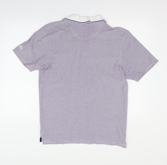 Maine Womens Blue Striped  Basic Polo Size M