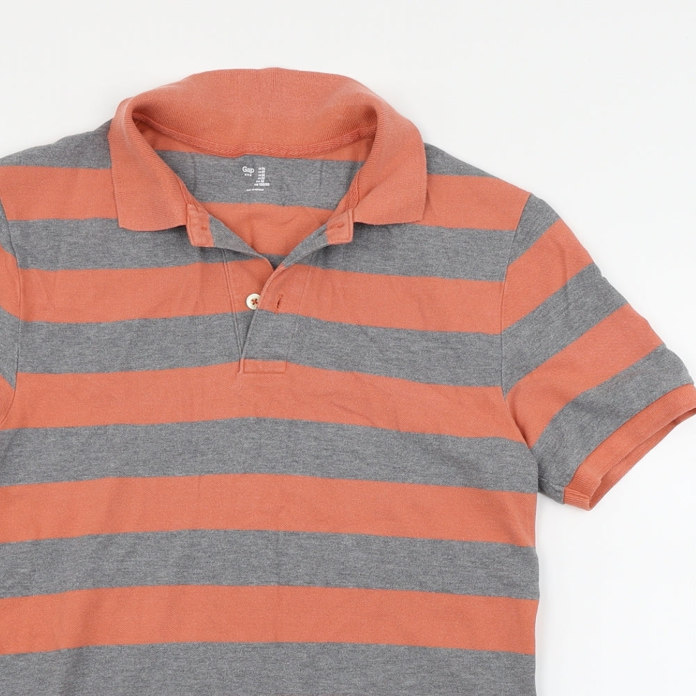 Gap Womens Orange Striped  Basic Polo Size M