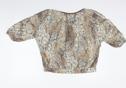 Wallis Womens Beige Floral  Basic T-Shirt Size M
