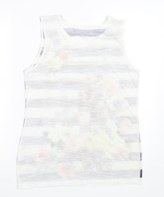 River Island Womens White Striped  Basic Tank Size 10