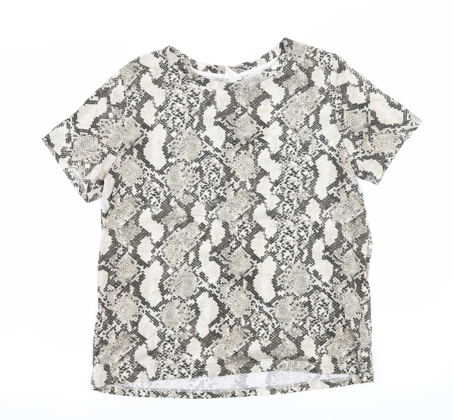 H&M Womens Brown Animal Print Jersey Basic T-Shirt Size S
