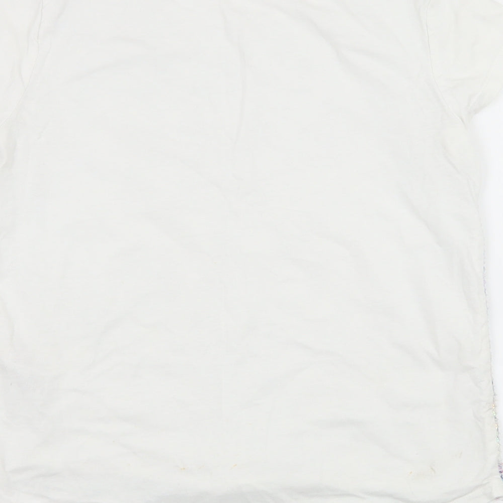 Nutmeg Girls White Floral Jersey Basic T-Shirt Size 11-12 Years
