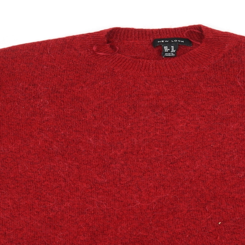 New Look Womens Red  Knit Pullover Jumper Size M