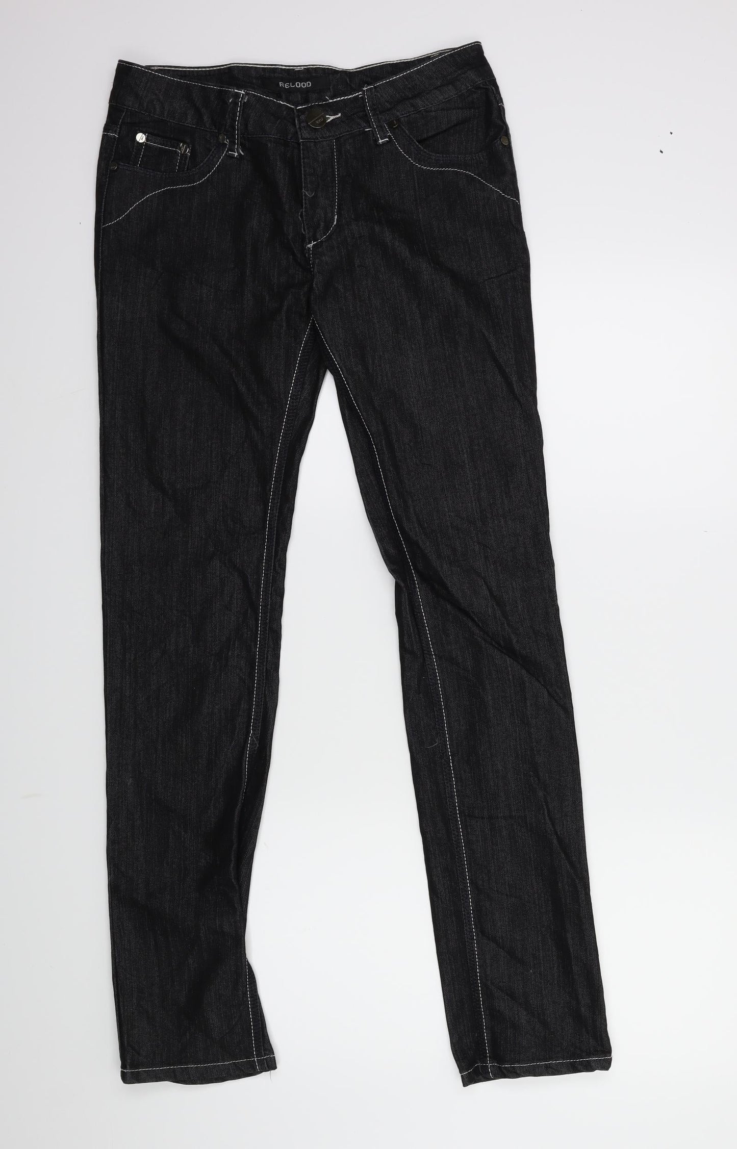 relood Womens Black  Denim Straight Jeans Size L L31 in