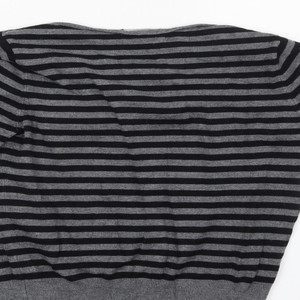 Debenhams Womens Grey Striped  Pullover Jumper Size 12