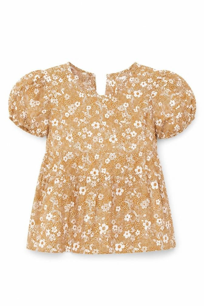 George Girls Brown Floral  Basic Blouse Size 7-8 Years
