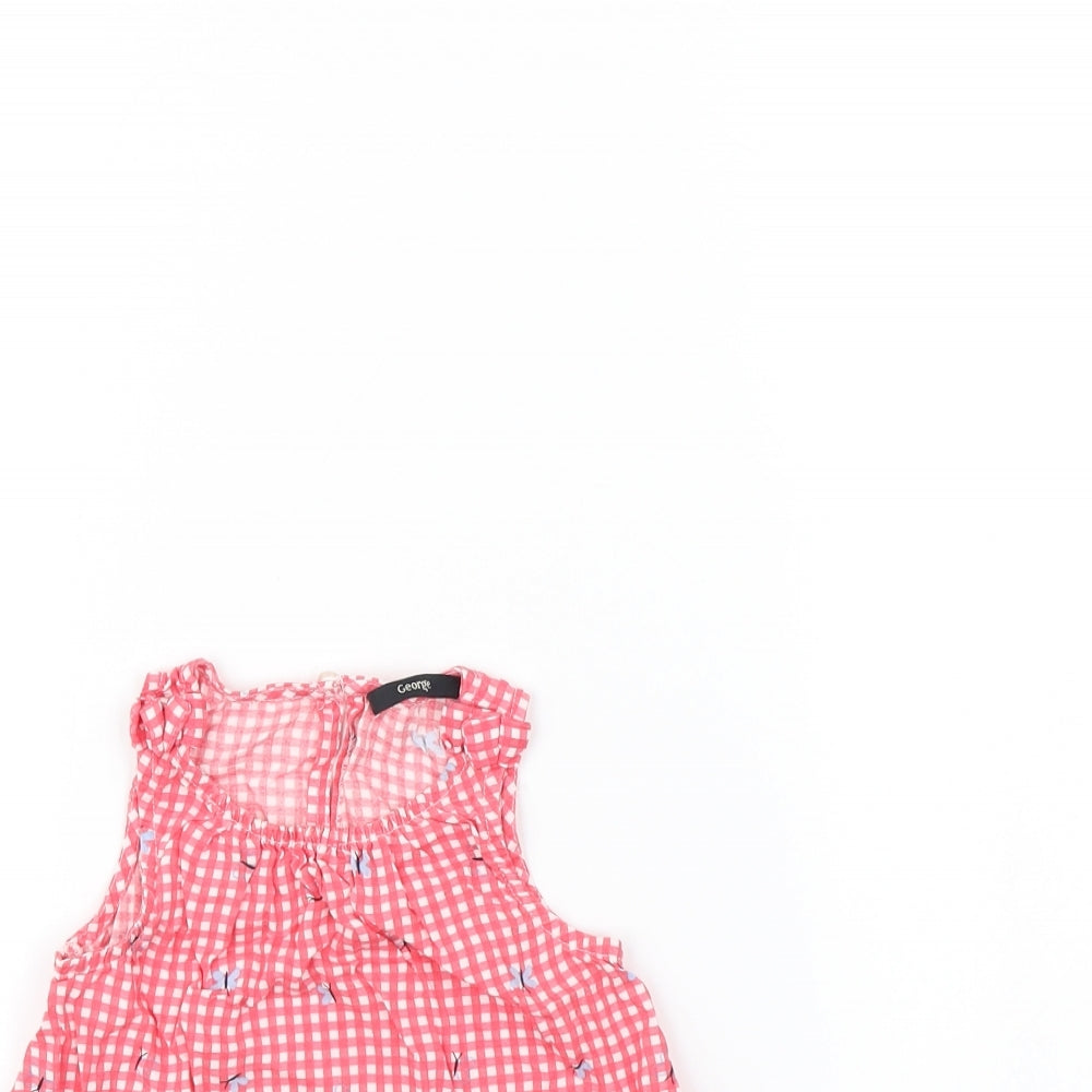 George Girls Red Plaid  Basic Tank Size 12 Months