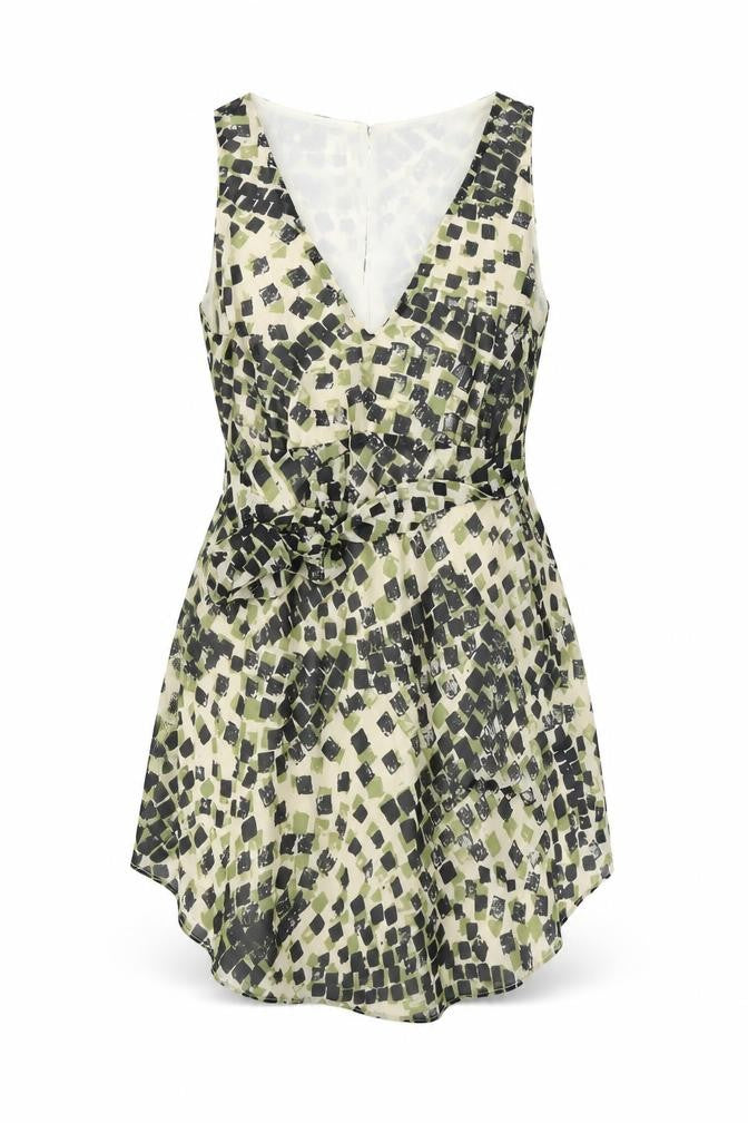PLanet Womens Green Geometric  Fit & Flare  Size 12