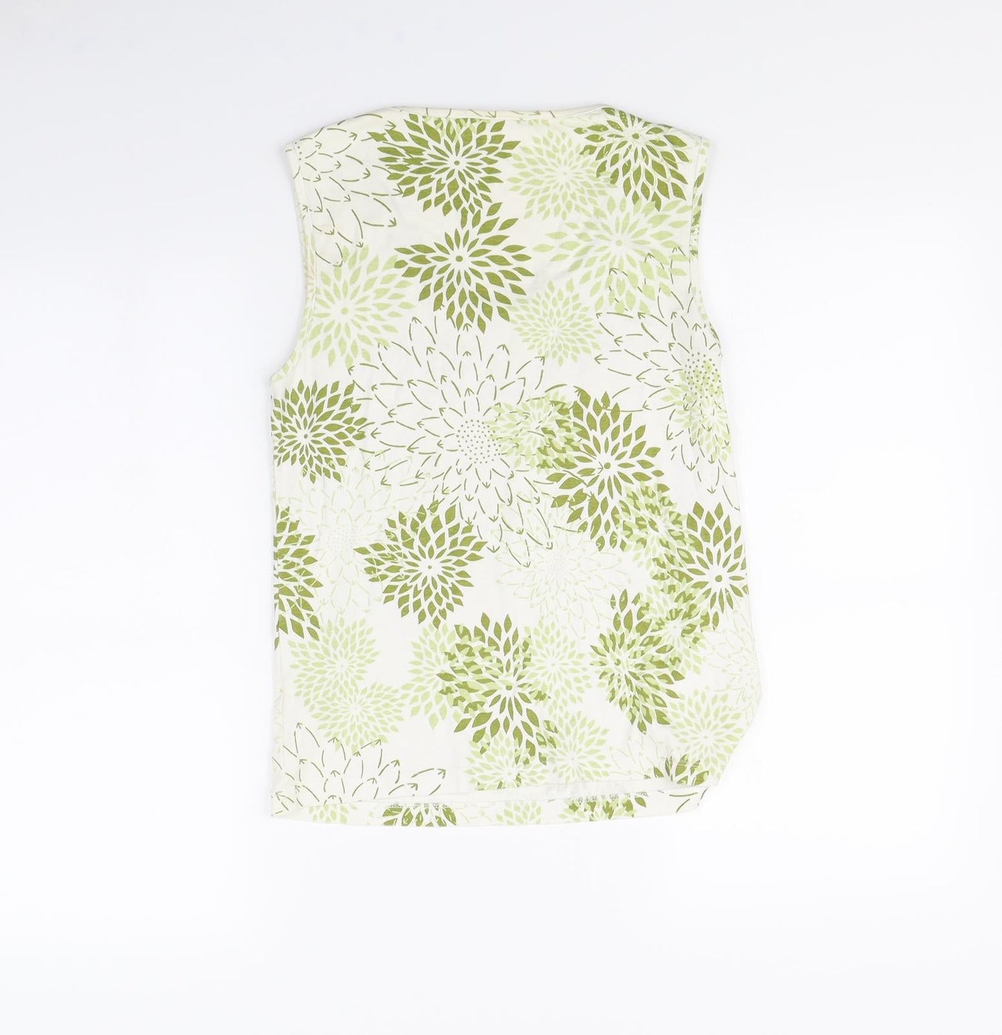 M&Co Womens White Floral  Basic Tank Size L
