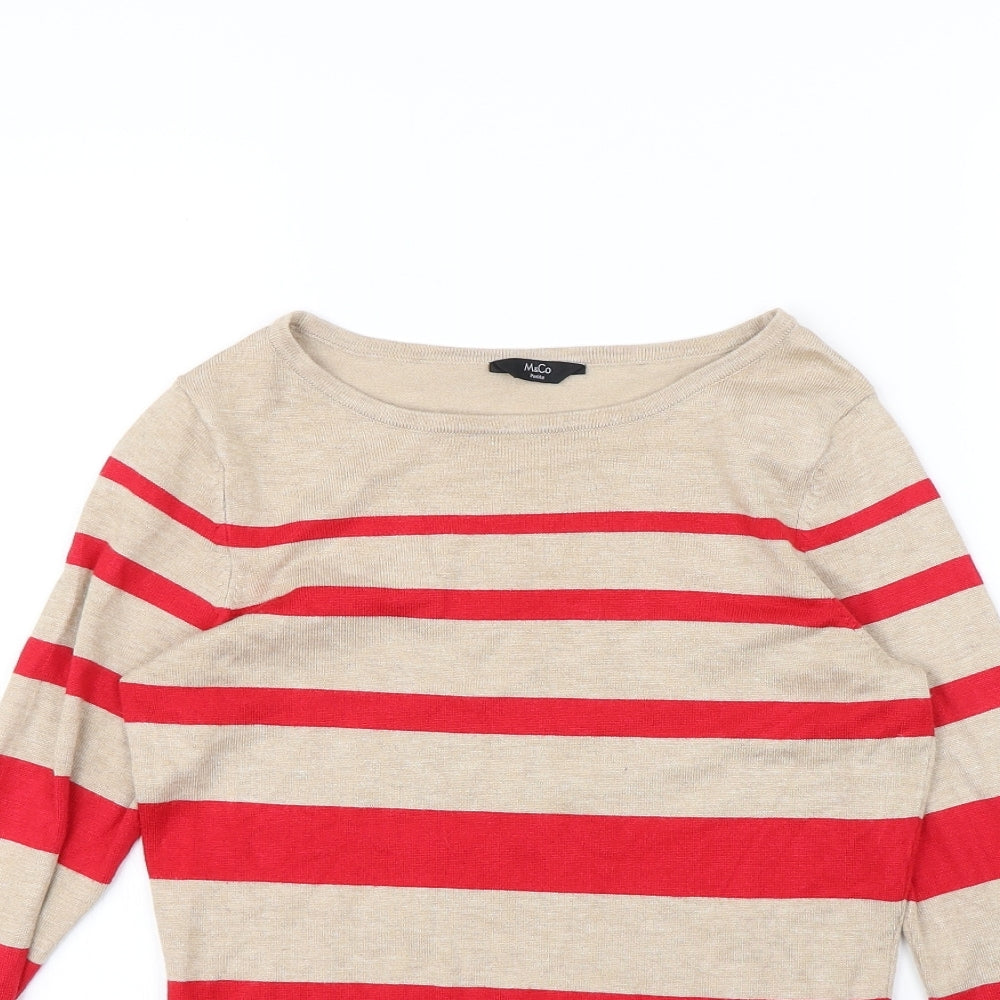 M&Co Womens Beige Striped  Pullover Jumper Size 8