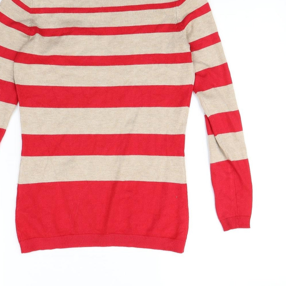M&Co Womens Beige Striped  Pullover Jumper Size 8