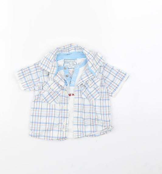 SURFARI Boys Blue Check  Pullover Jumper Size 6-9 Months