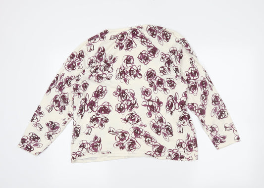 eatsex Womens White Floral  Pullover Jumper Size 18