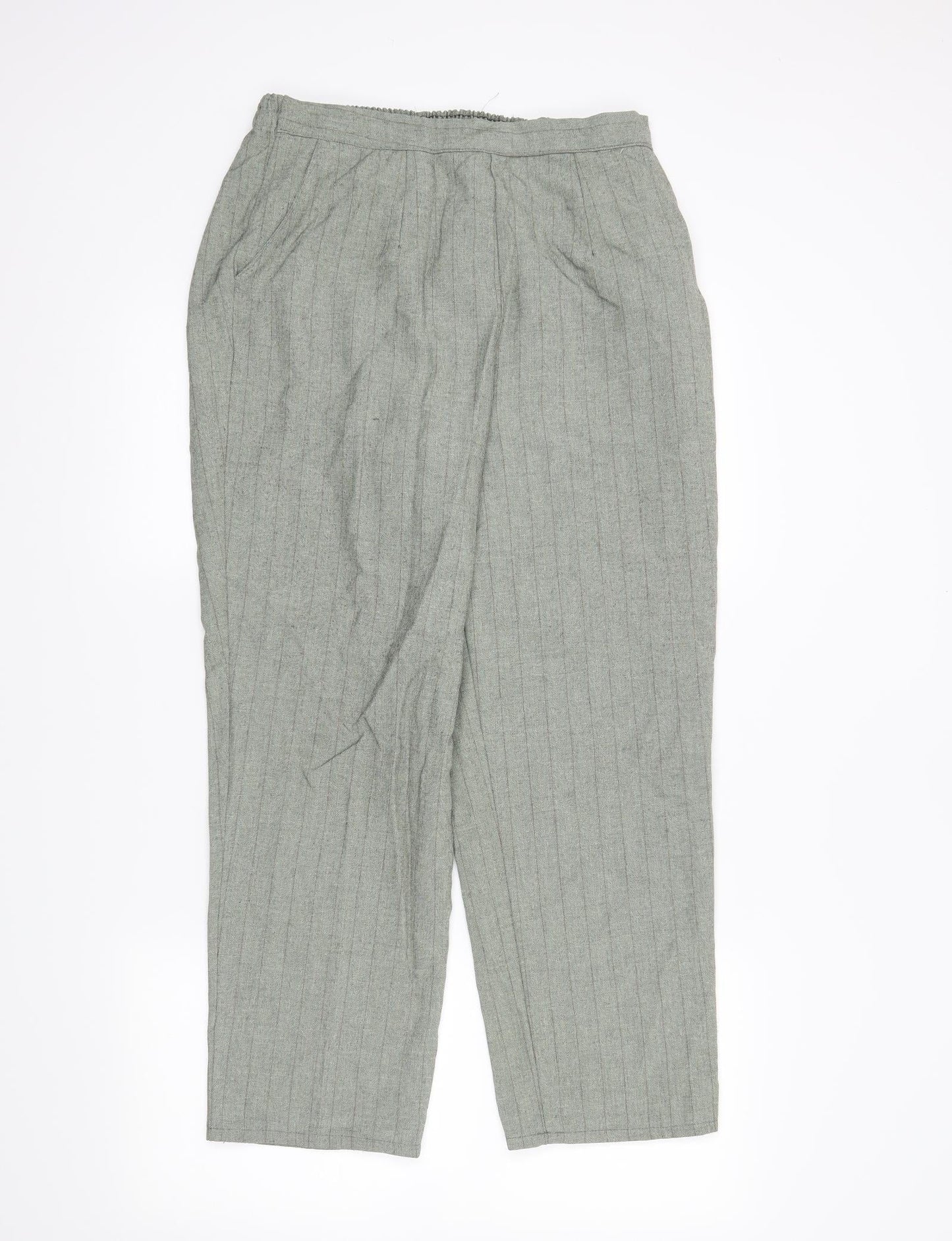 Preworn Womens Green Striped  Trousers  Size 16 L27 in
